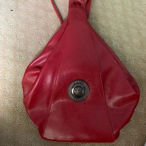 Gianni Versace red leather backpack